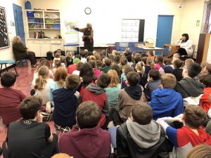 Doreen Crick speaking to the kids at Sambro Elementary School in Halifax as part of Black History month. Doreen was talking about her book The Beautiful Caribbean Rainbow Islands.